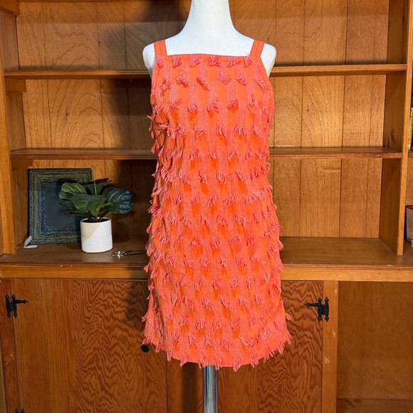 Anthropologie Orange Shag Textured Shift Dress - Picture 3 of 8